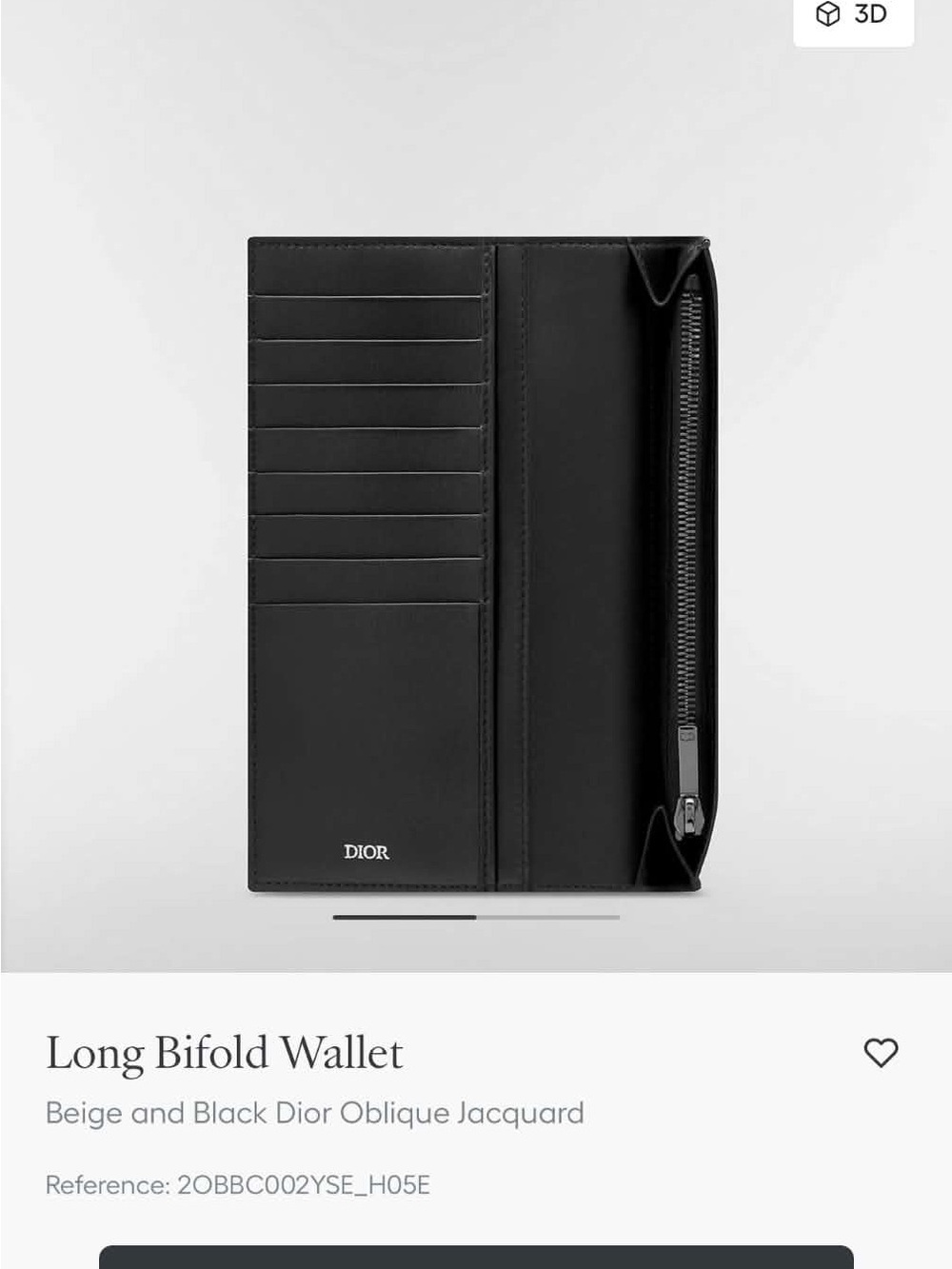 Dior Long Bifold Wallet in Black and Beige